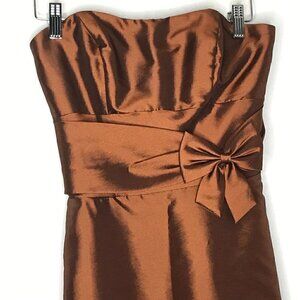 Alfred Angelo Burnt Gold Sleeveless Cocktail A-line Midi Dress Size XS